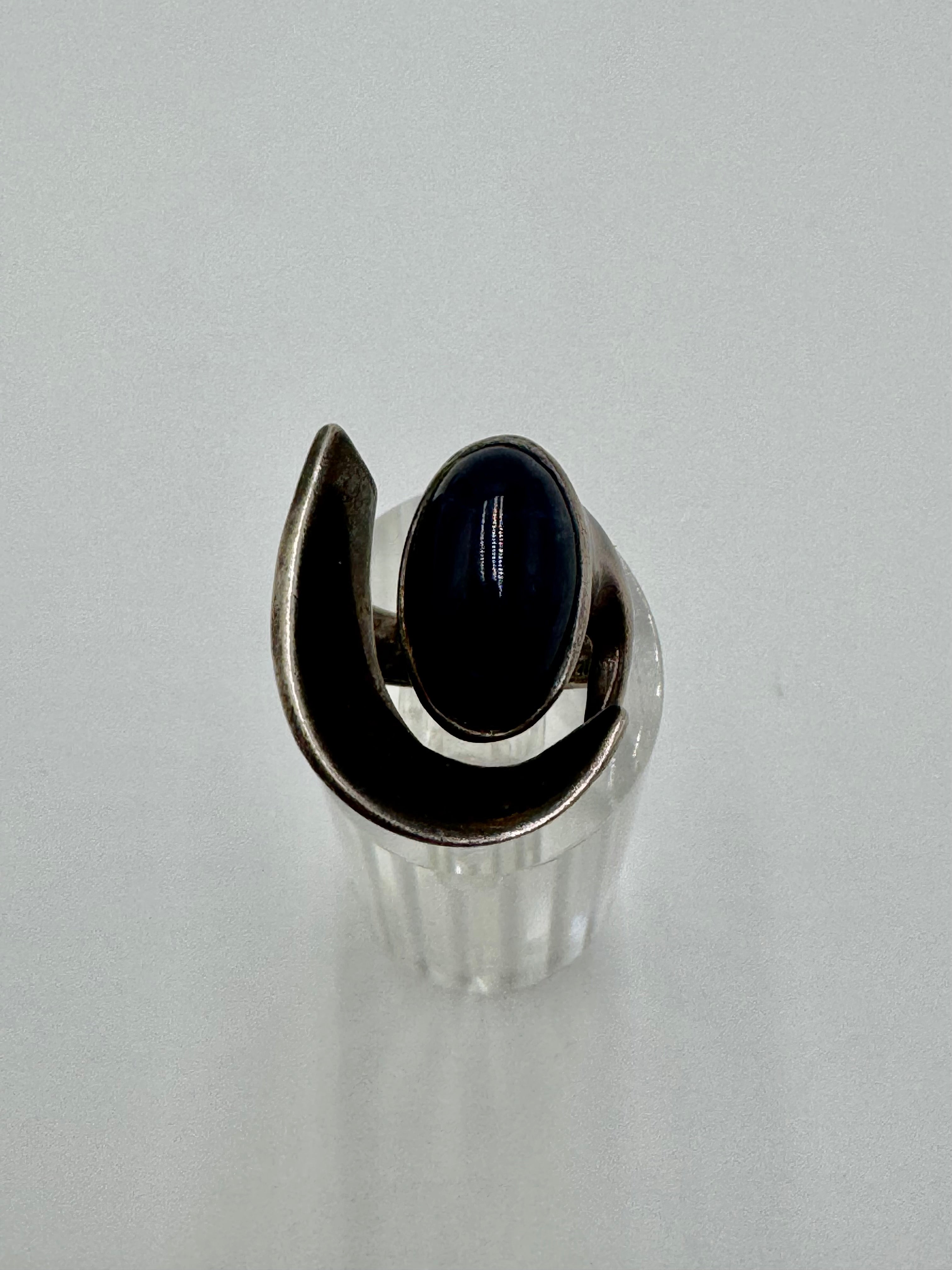 Vintage Mexican .950 Silver Sculptural Ring – Size 6 | Mid-Century Modern Design