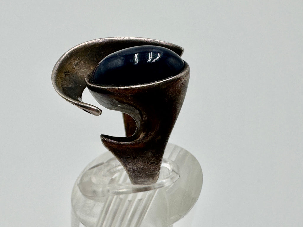 Vintage Mexican .950 Silver Sculptural Ring – Size 6 | Mid-Century Modern Design