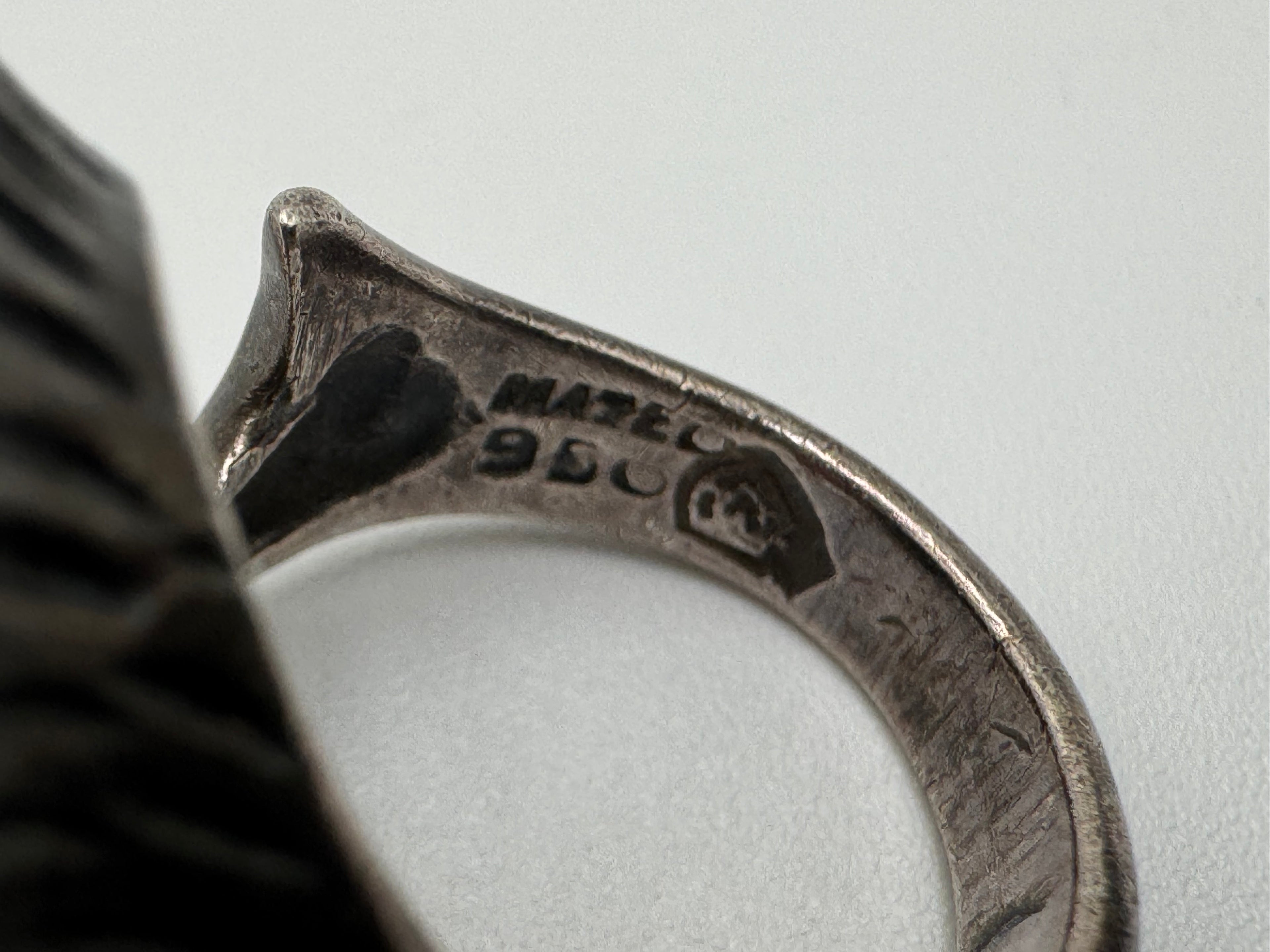 Vintage Mexican .950 Silver Sculptural Ring – Size 6 | Mid-Century Modern Design