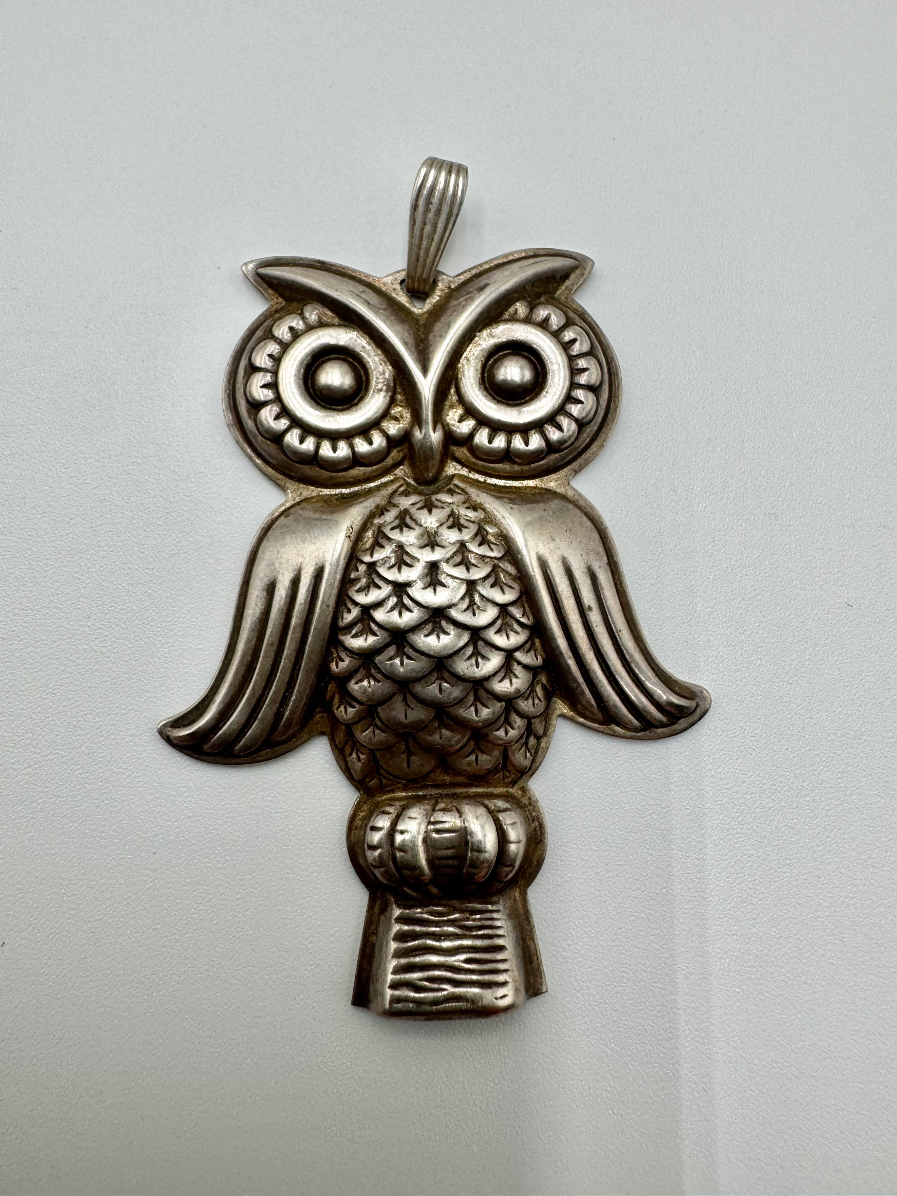 Vintage Reed & Barton Sterling Silver Owl Whistle Pendant