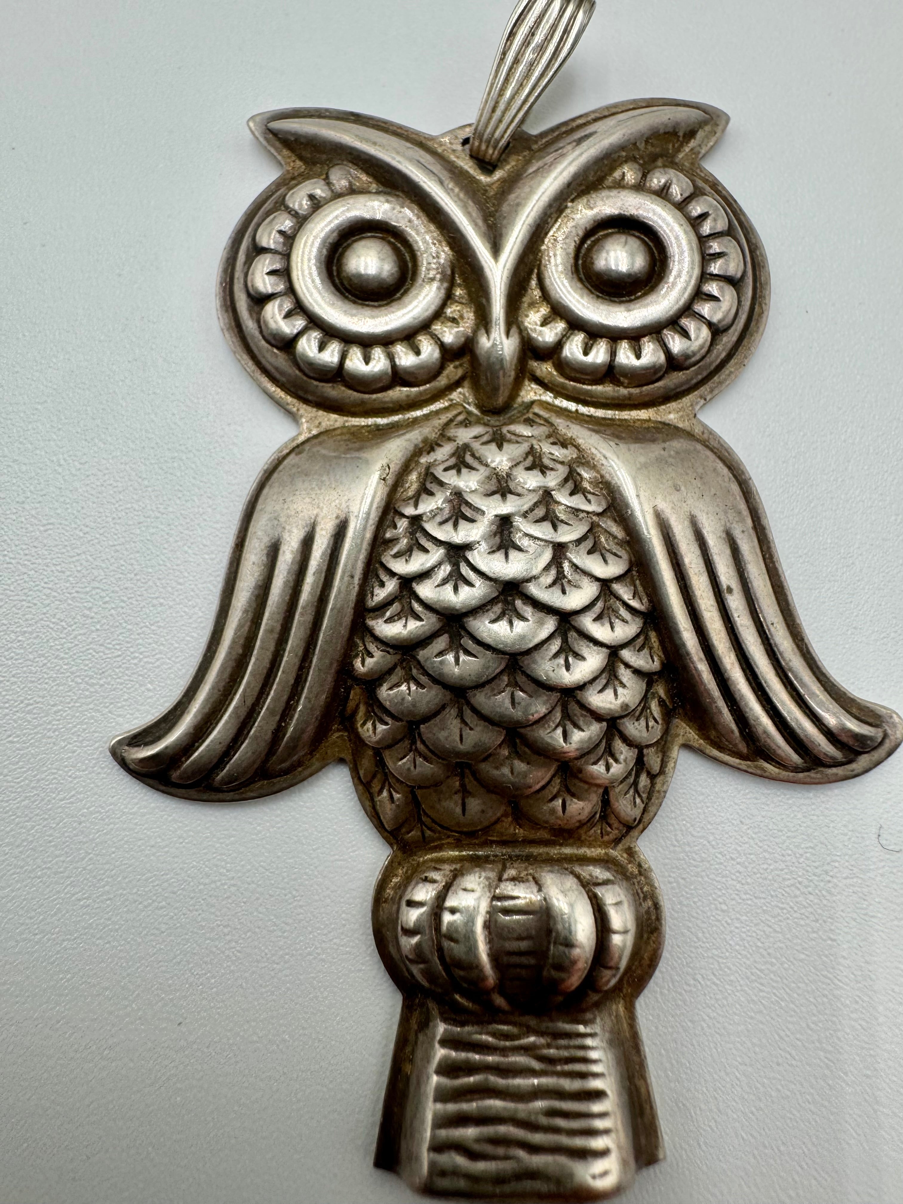 Vintage Reed & Barton Sterling Silver Owl Whistle Pendant