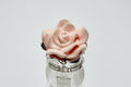 Hand-Carved Pink Rose Ring – Sterling Silver Floral Statement Ring, Size 8