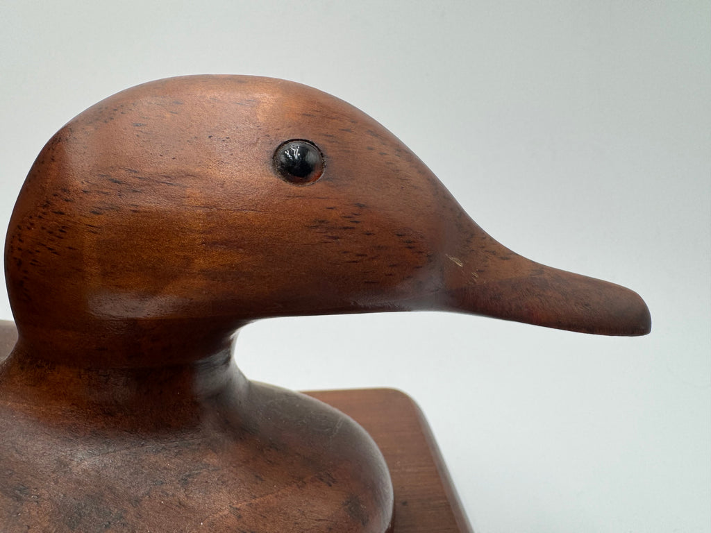 Vintage Hand-Carved Wooden Duck Bookends – Mid Century Style Pair