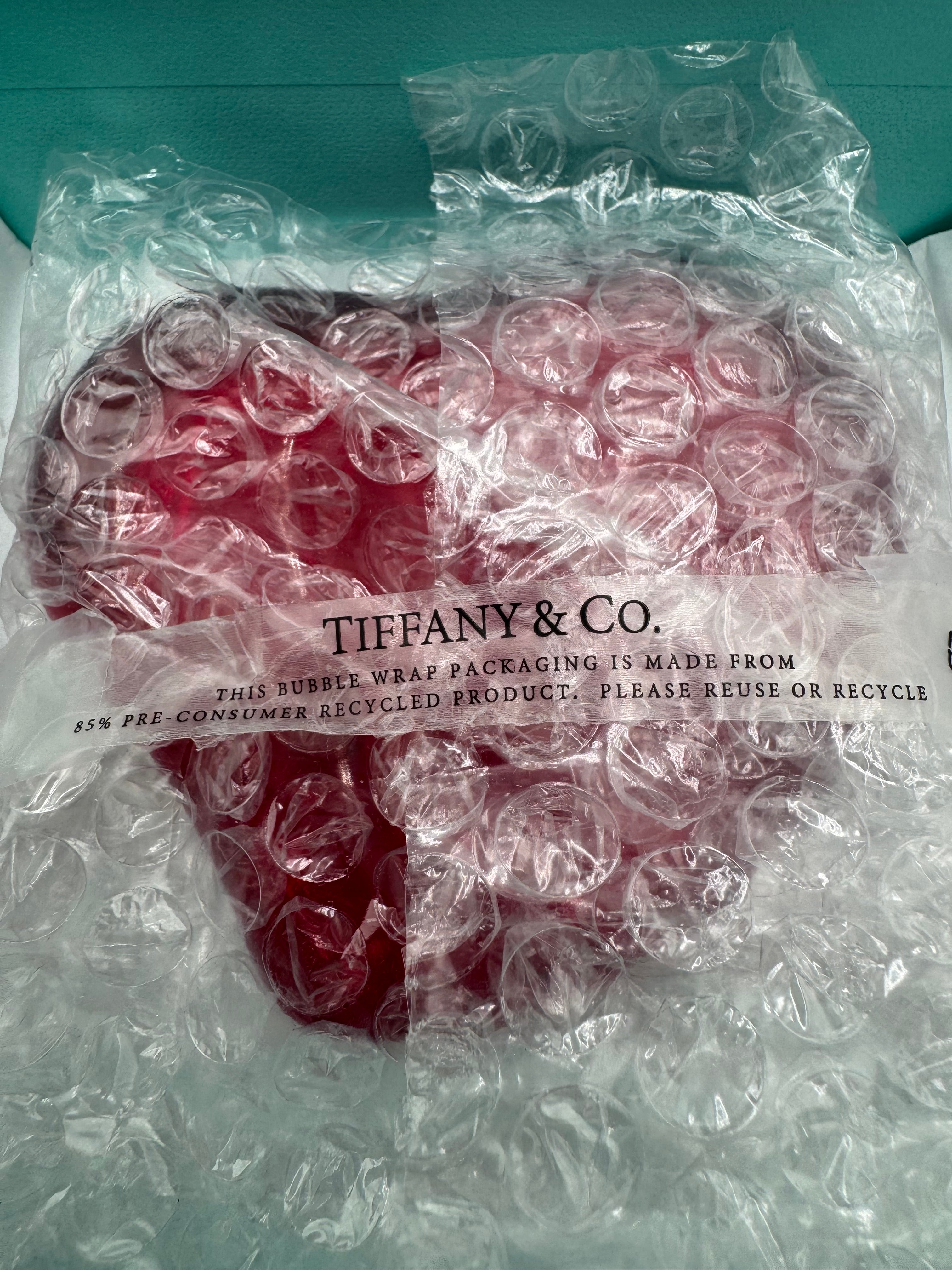Tiffany & Co. Elsa Peretti Red Glass Heart Paperweight