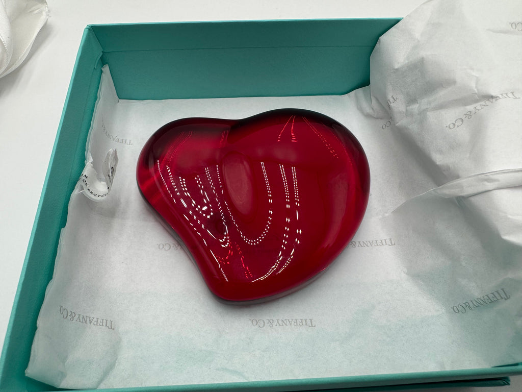 Tiffany & Co. Elsa Peretti Red Glass Heart Paperweight