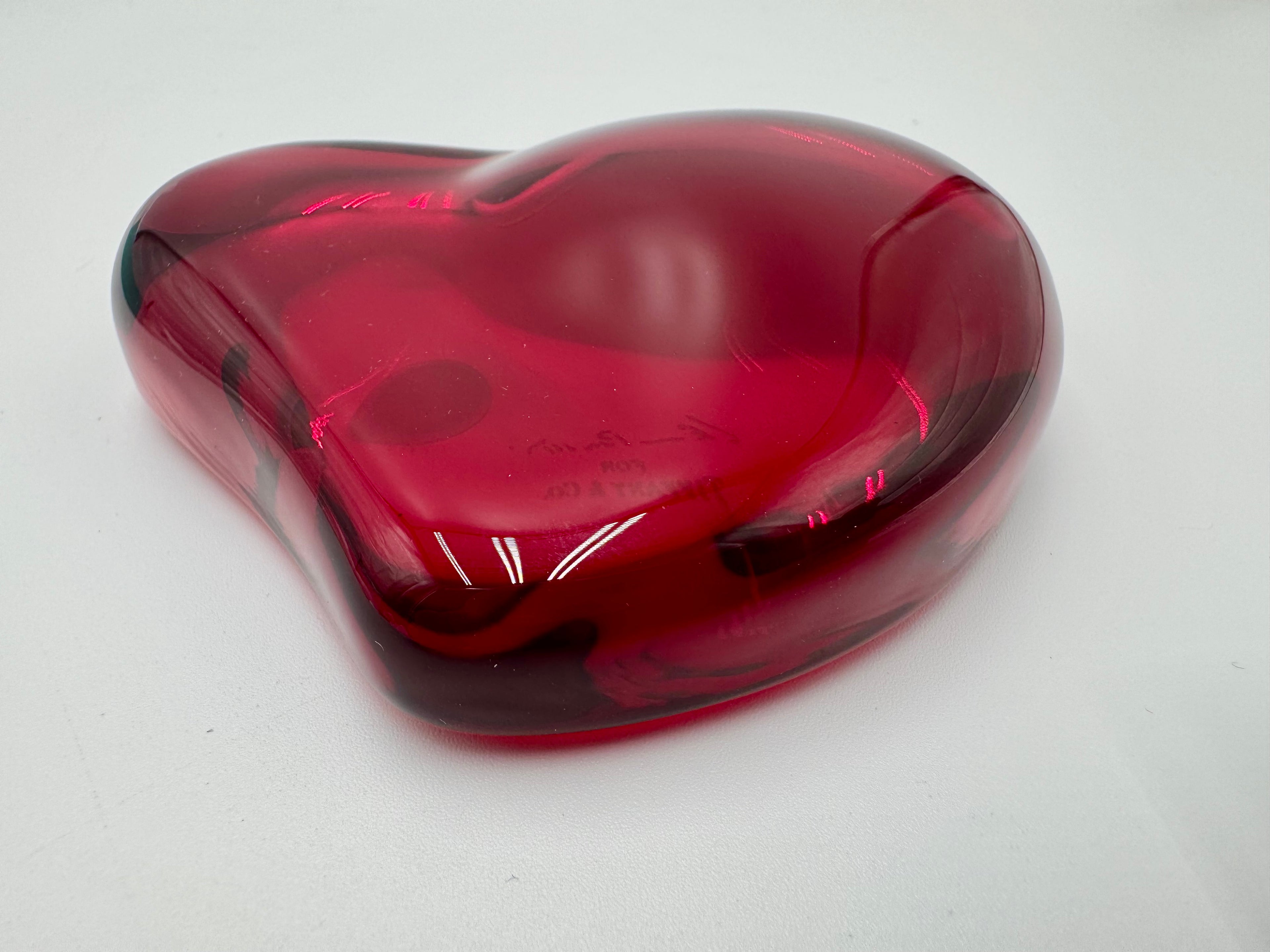 Tiffany & Co. Elsa Peretti Red Glass Heart Paperweight