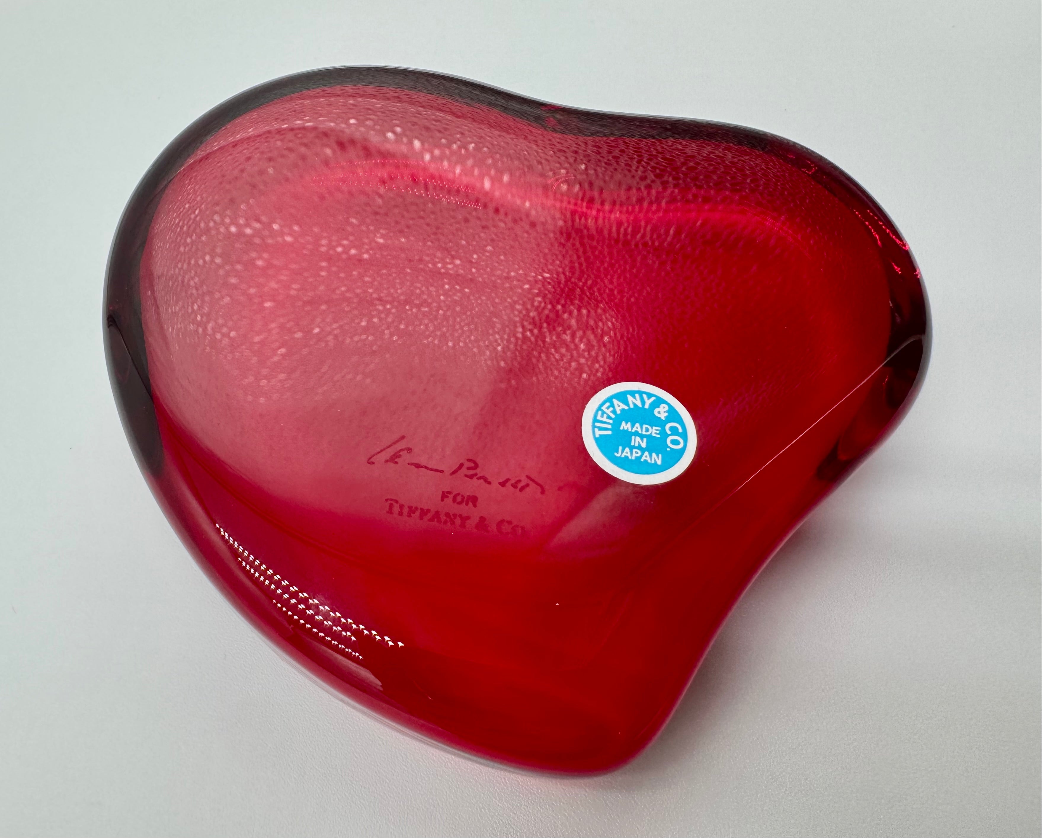 Tiffany & Co. Elsa Peretti Red Glass Heart Paperweight
