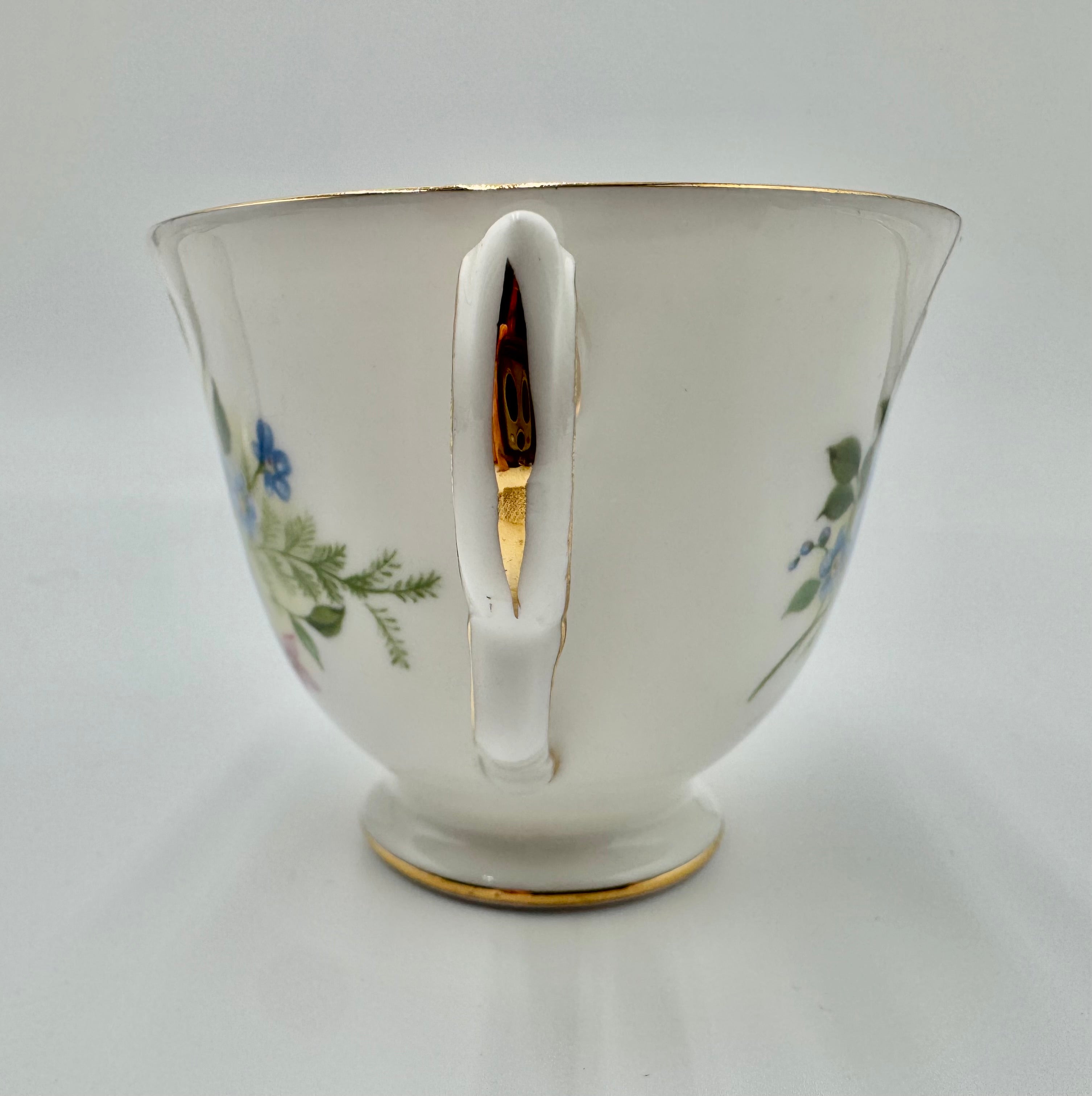 Vintage Queen Anne Bone China Teacup & Saucer – Blue Floral Pattern – Made in England