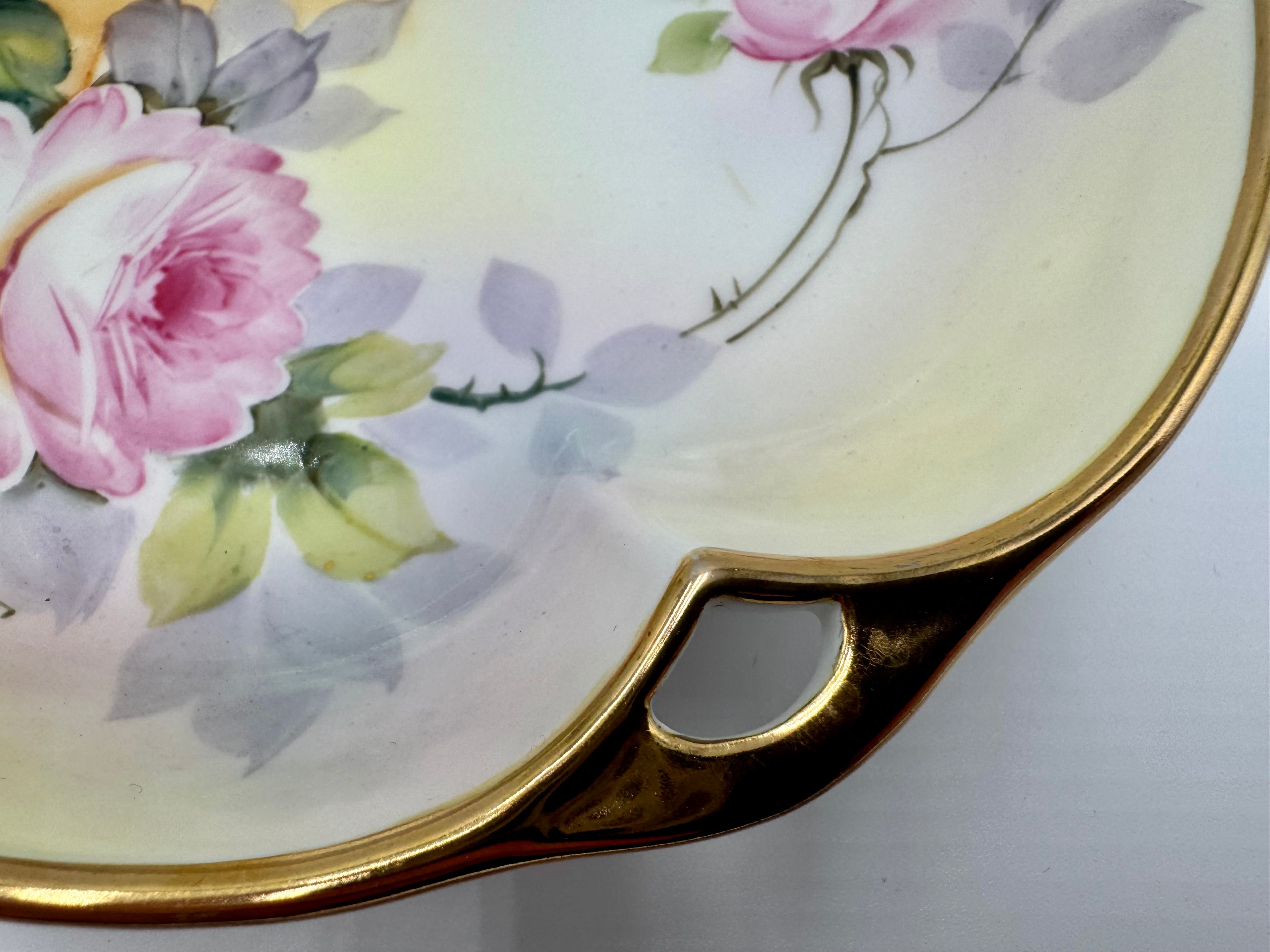 Vintage Hand-Painted Nippon Porcelain Bon Bon Dish – Pink Roses & Gold Trim