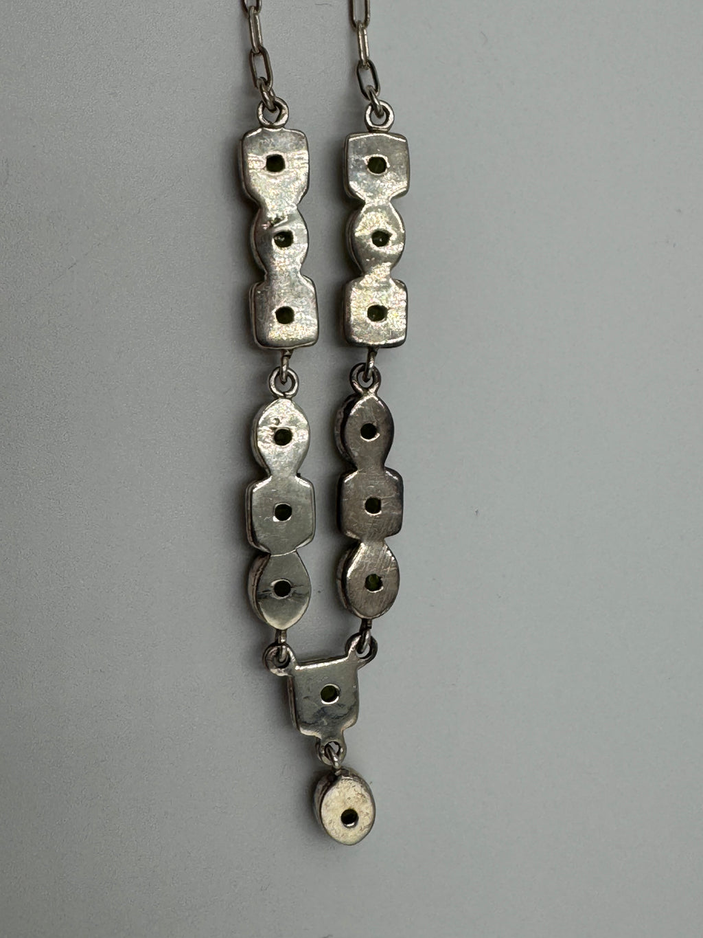 Vintage Sterling Silver & Genuine Peridot Necklace and Earring Set