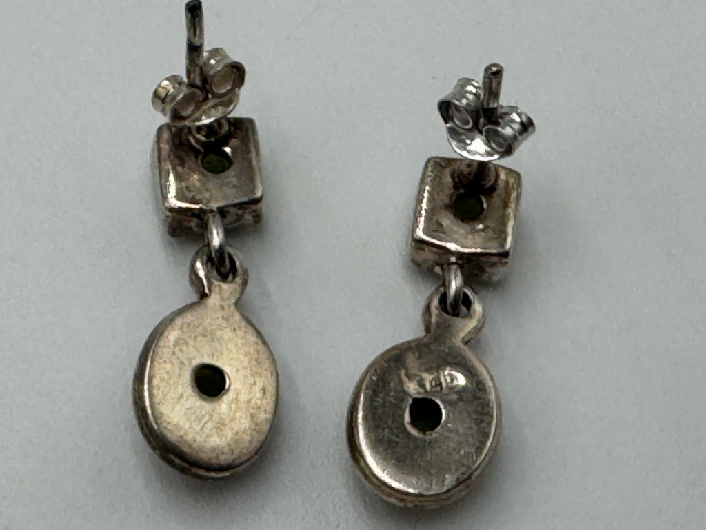Vintage Sterling Silver & Genuine Peridot Necklace and Earring Set