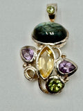 Sterling Silver Multi-Gemstone Pendant with Labradorite, Citrine, Amethyst & Peridot