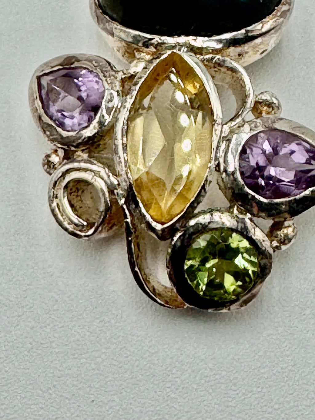 Sterling Silver Multi-Gemstone Pendant with Labradorite, Citrine, Amethyst & Peridot