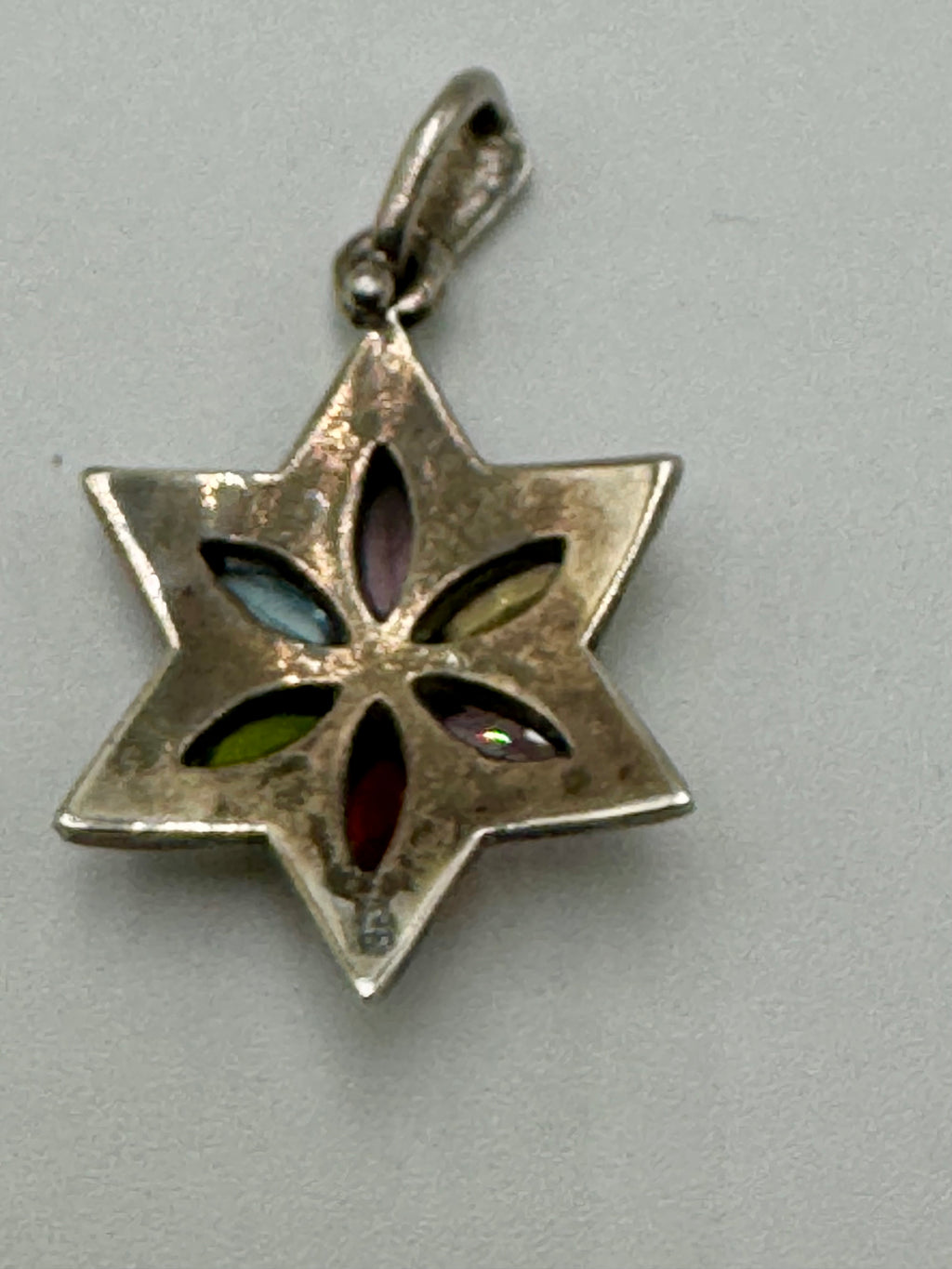 Sterling Silver Multi-Gemstone Star Pendant with Marcasites