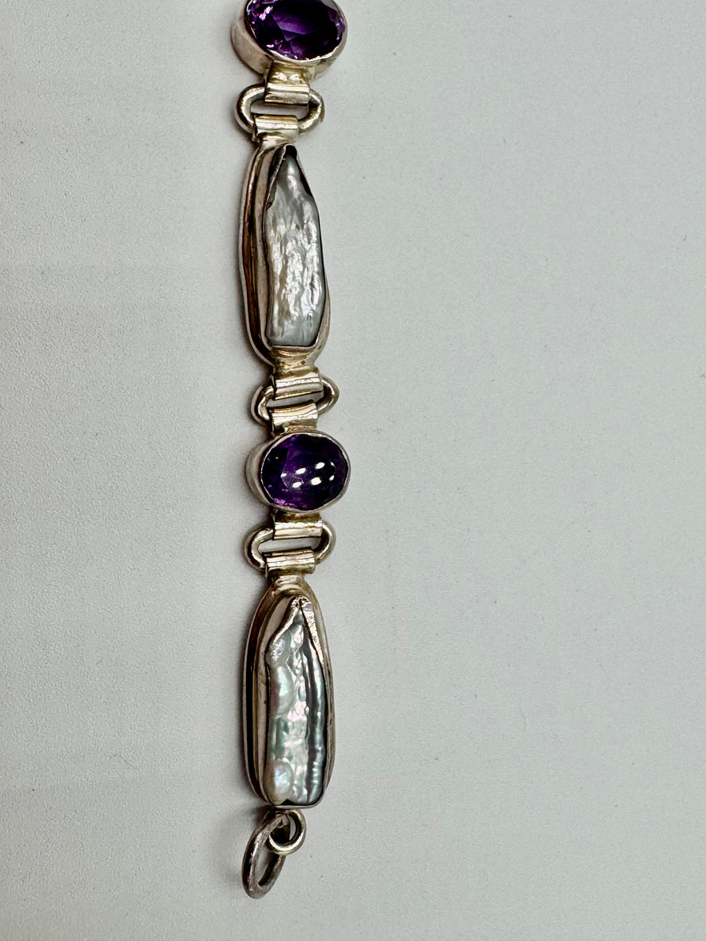 Sterling Silver Amethyst & Freshwater Pearl Bracelet