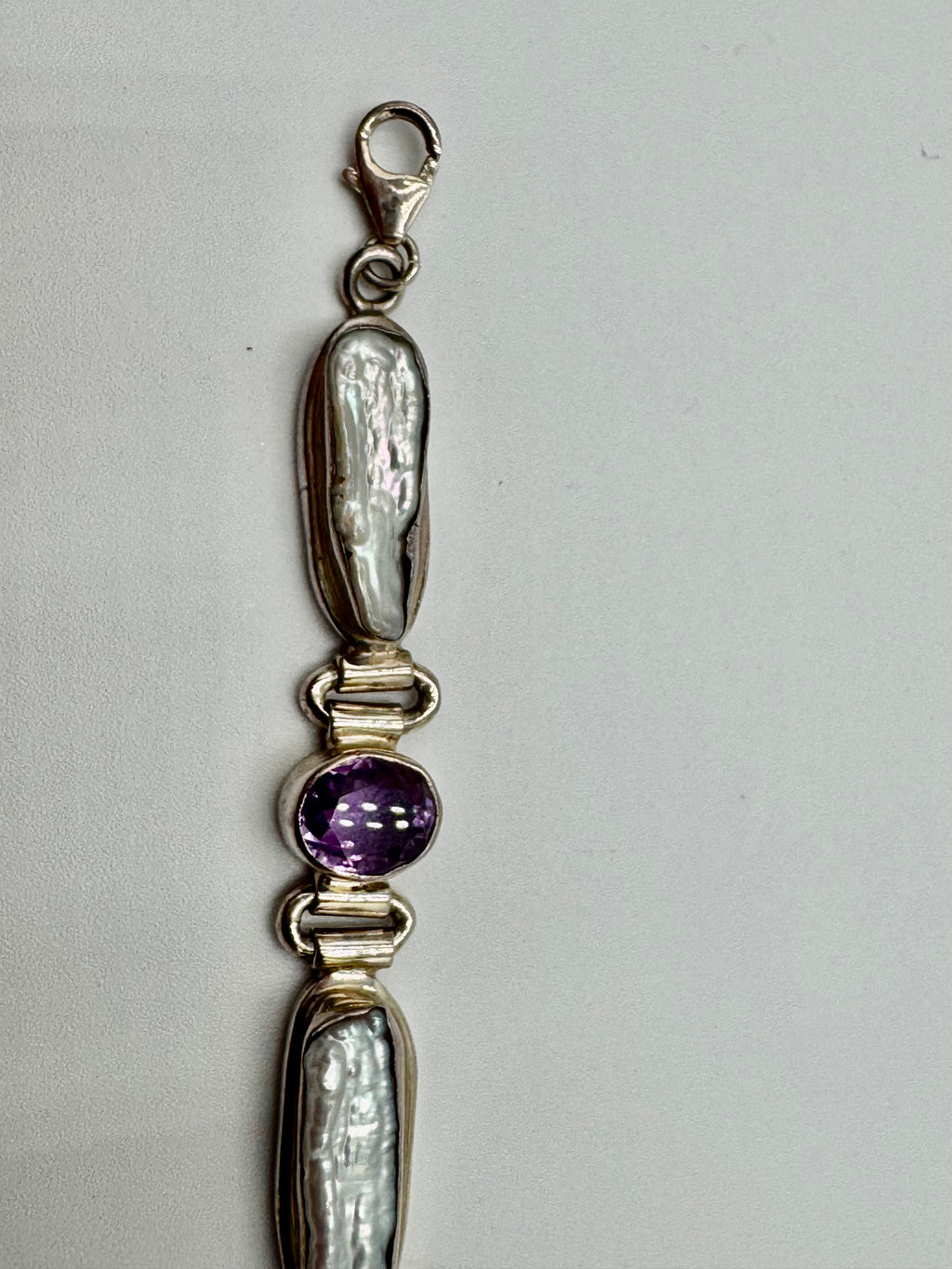 Sterling Silver Amethyst & Freshwater Pearl Bracelet