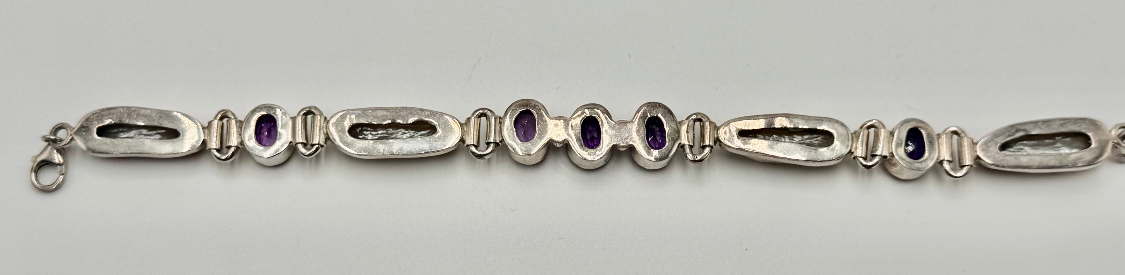 Sterling Silver Amethyst & Freshwater Pearl Bracelet