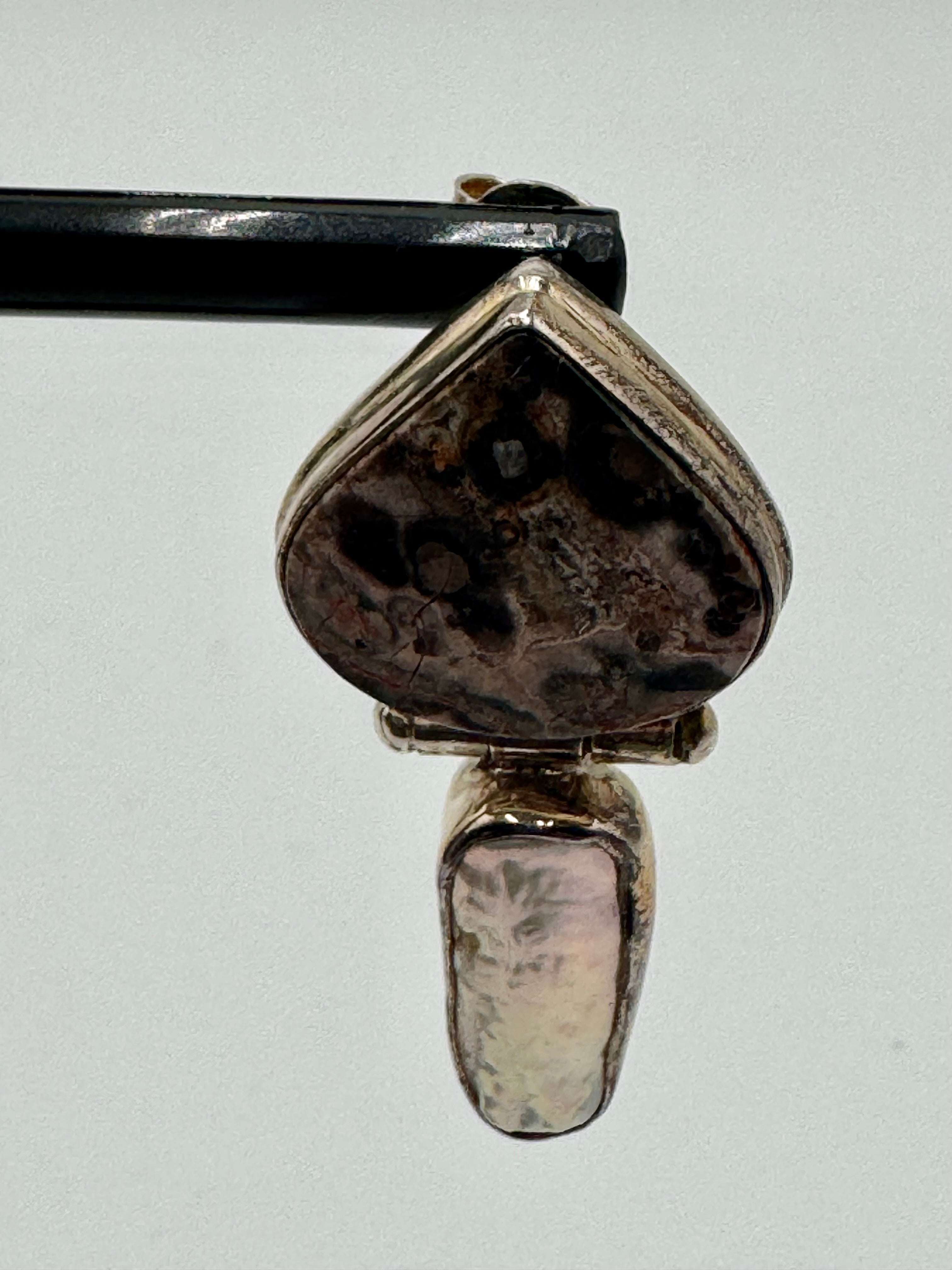 Sterling Silver Leopard Skin Jasper & Freshwater Pearl Drop Earrings
