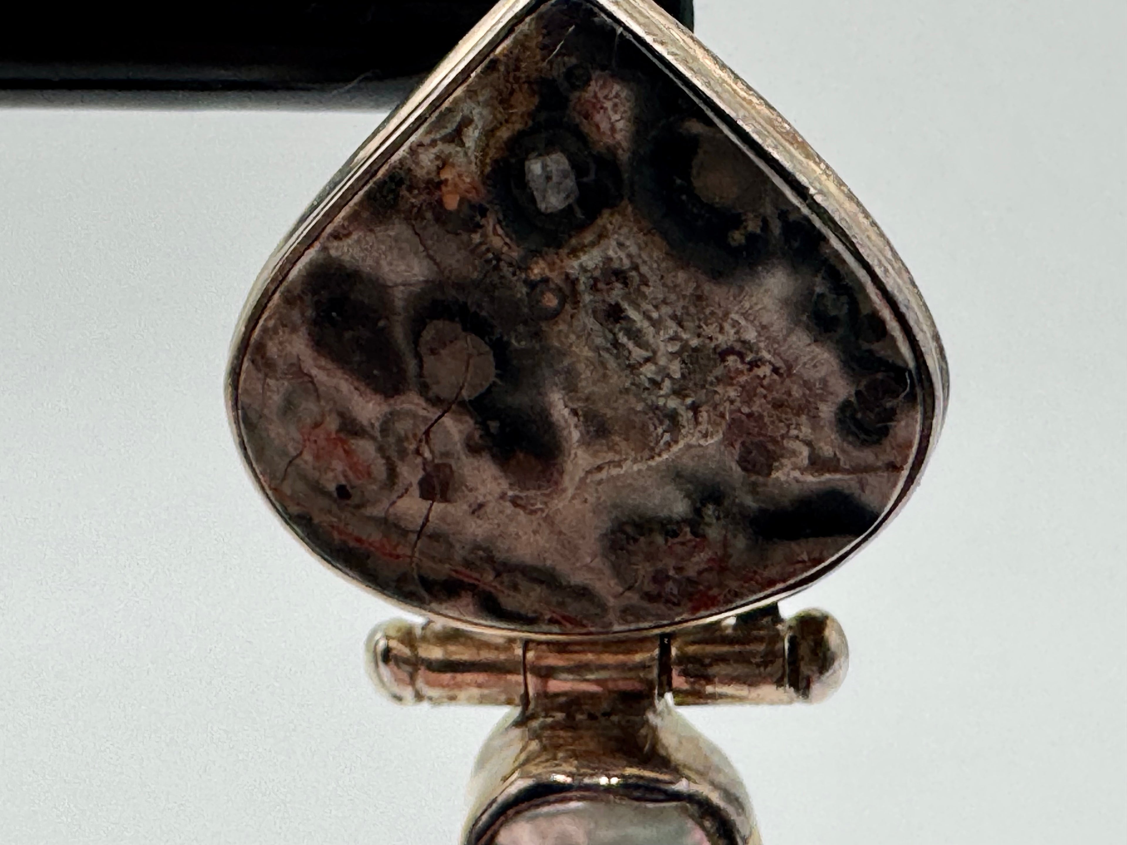 Sterling Silver Leopard Skin Jasper & Freshwater Pearl Drop Earrings