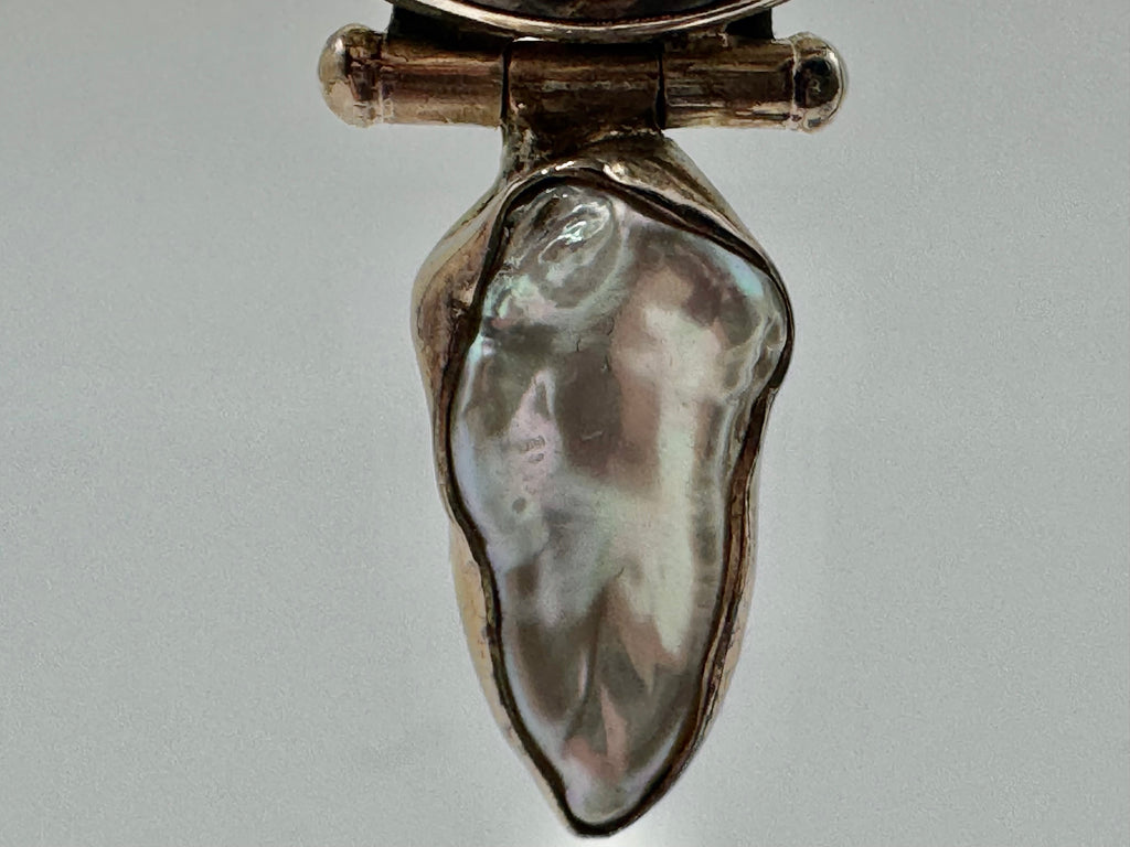 Sterling Silver Leopard Skin Jasper & Freshwater Pearl Drop Earrings