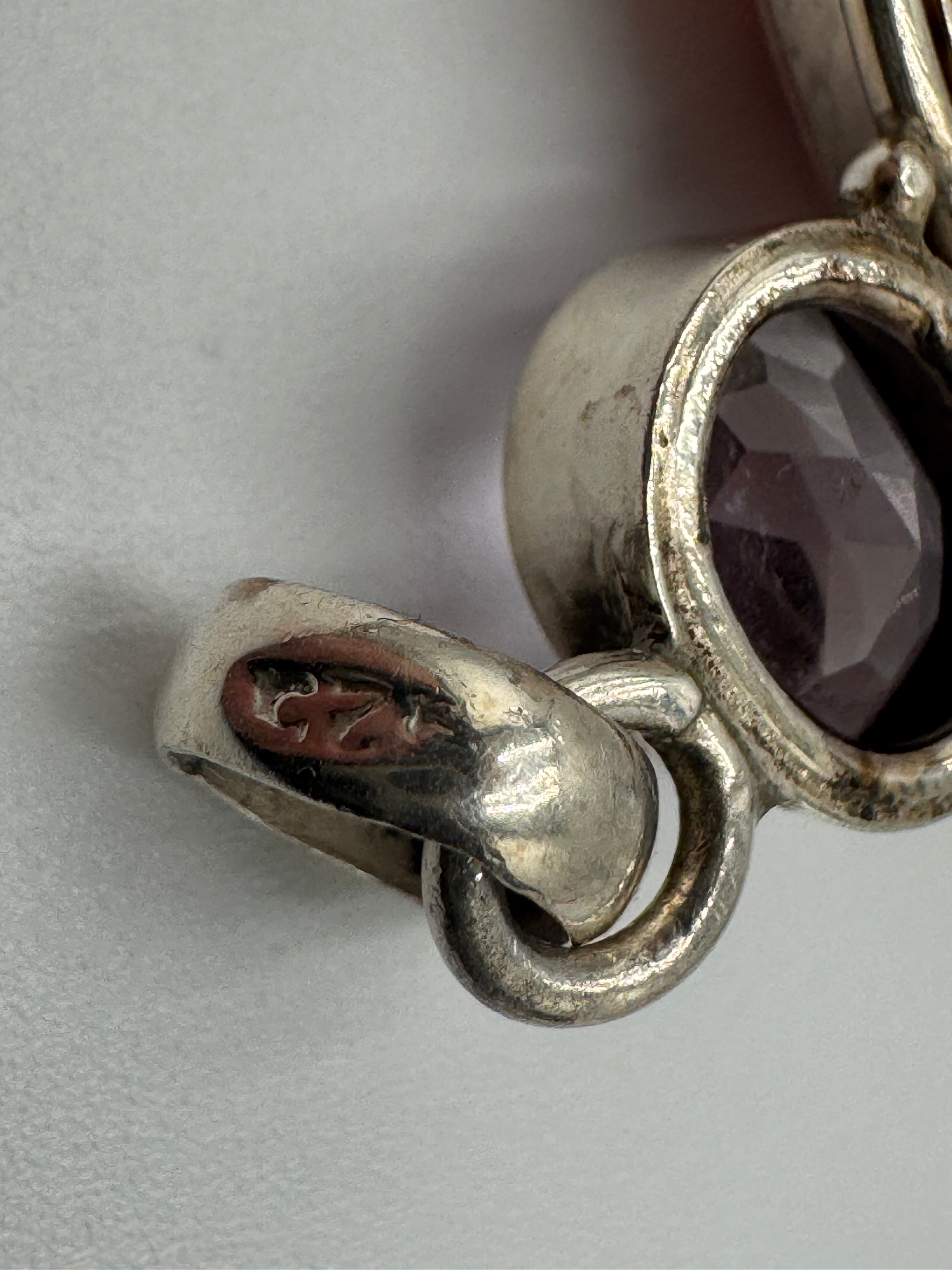 Sterling Silver Pink Jasper & Amethyst Heart Pendant