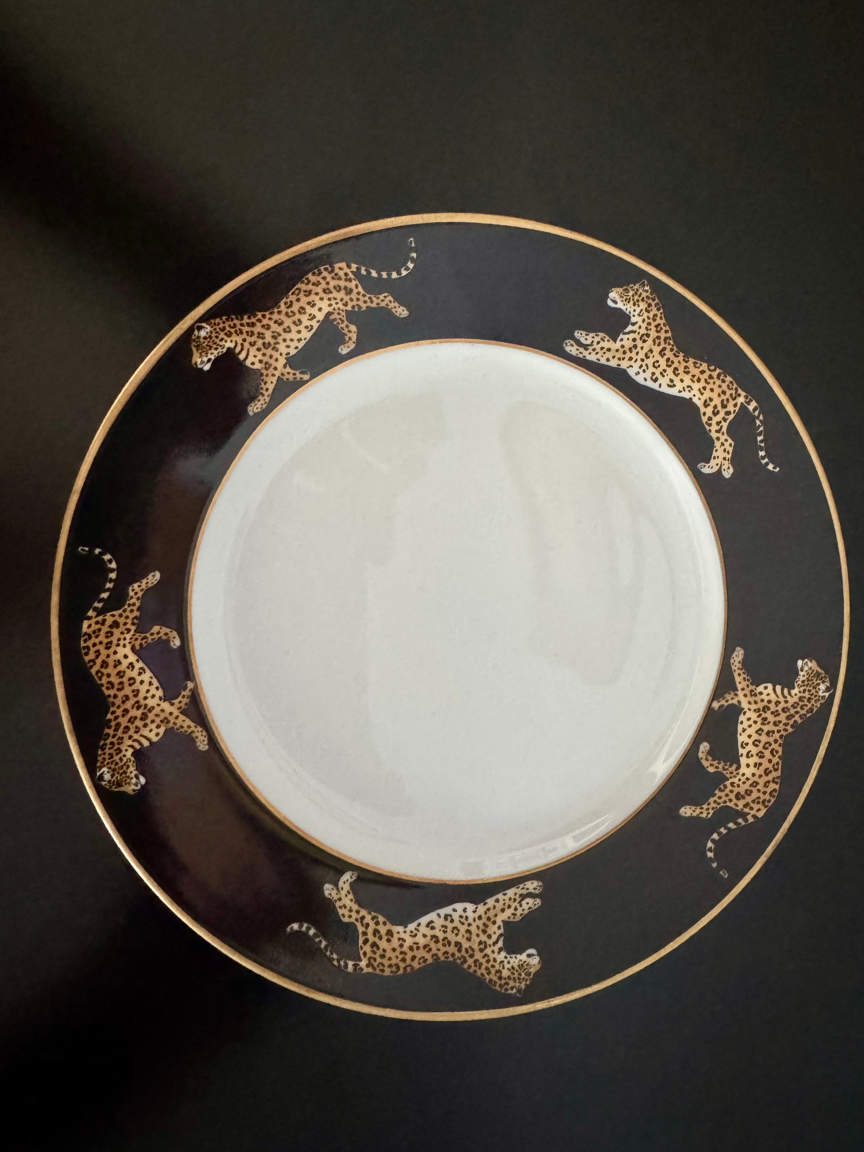 Lynn Chase Jaguar Jungle 6.5" Bread & Butter Plates – 24K Gold Rim